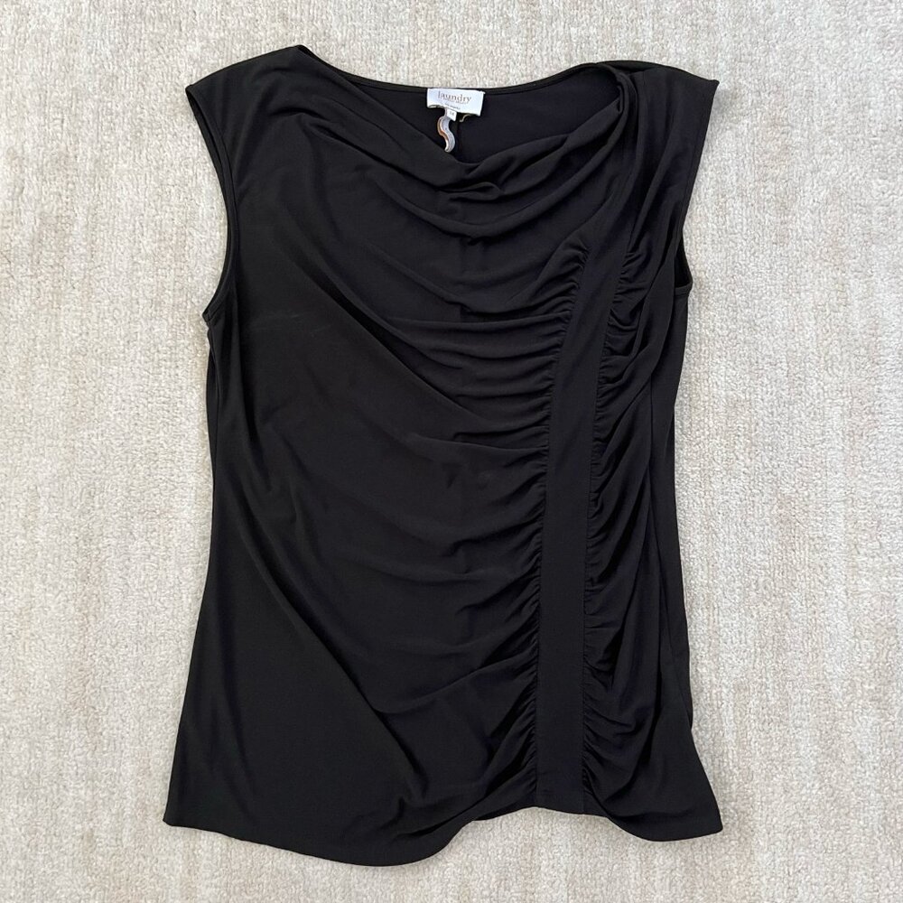 Laundry by Shelli Segal Black Sleeveless Summer Blouse Top 14